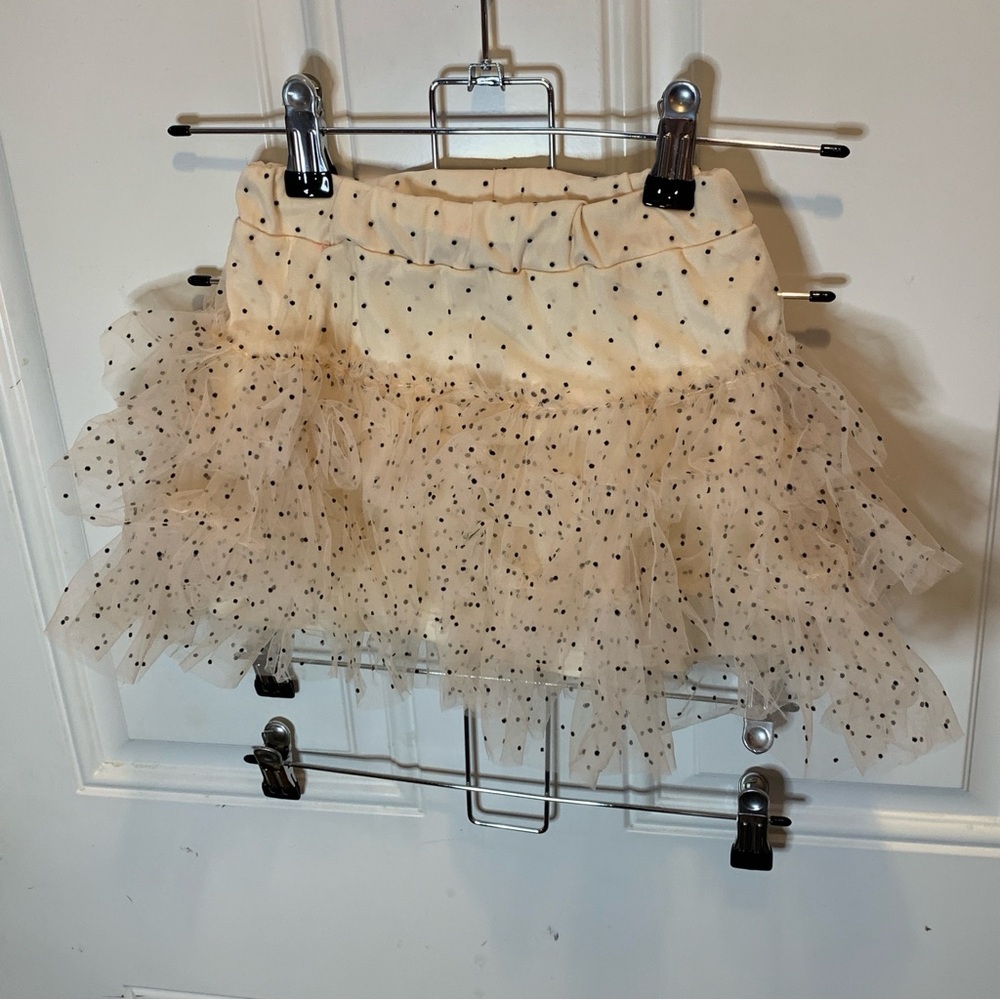 Habitual Girl Polka Dot Tulle Ruffle Skirt Cream & Black 4 Retail Price $54.00